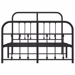 vidaXL Metal Bed Frame Bedroom Bed Base Bedstead Metal Matress Foundation - black, 120 x 190 cm/with headboard & footboard - Additional view 5