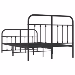 vidaXL Metal Bed Frame Bedroom Bed Base Bedstead Metal Matress Foundation - black, 120 x 190 cm/with headboard & footboard - Additional view 7
