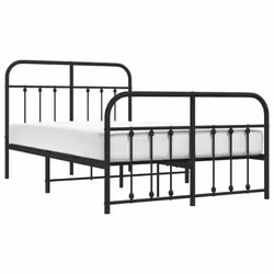 vidaXL Metal Bed Frame Bedroom Bed Base Bedstead Metal Matress Foundation - black, 120 x 200 cm/with headboard & footboard - Additional view 2