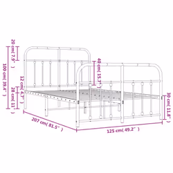 vidaXL Metal Bed Frame Bedroom Bed Base Bedstead Metal Matress Foundation - black, 120 x 200 cm/with headboard & footboard - Additional view 3
