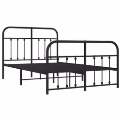 vidaXL Metal Bed Frame Bedroom Bed Base Bedstead Metal Matress Foundation - black, 120 x 200 cm/with headboard & footboard - Additional view 4