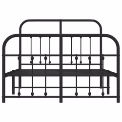 vidaXL Metal Bed Frame Bedroom Bed Base Bedstead Metal Matress Foundation - black, 120 x 200 cm/with headboard & footboard - Additional view 5