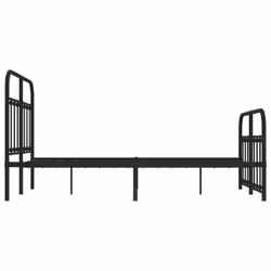 vidaXL Metal Bed Frame Bedroom Bed Base Bedstead Metal Matress Foundation - black, 120 x 200 cm/with headboard & footboard - Additional view 6