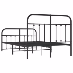 vidaXL Metal Bed Frame Bedroom Bed Base Bedstead Metal Matress Foundation - black, 120 x 200 cm/with headboard & footboard - Additional view 7