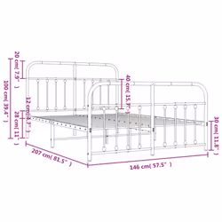 vidaXL Metal Bed Frame Bedroom Bed Base Bedstead Metal Matress Foundation - black, 140 x 200 cm/with headboard & footboard - Additional view 3