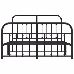 vidaXL Metal Bed Frame Bedroom Bed Base Bedstead Metal Matress Foundation - black, 140 x 200 cm/with headboard & footboard - Additional view 5