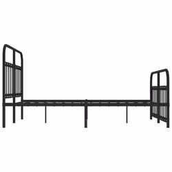 vidaXL Metal Bed Frame Bedroom Bed Base Bedstead Metal Matress Foundation - black, 140 x 200 cm/with headboard & footboard - Additional view 6