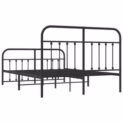 vidaXL Metal Bed Frame Bedroom Bed Base Bedstead Metal Matress Foundation - black, 140 x 200 cm/with headboard & footboard - Additional view 7