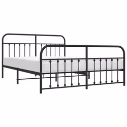 vidaXL Metal Bed Frame Bedroom Bed Base Bedstead Metal Matress Foundation - black, 183 x 213 cm/with headboard & footboard - Additional view 2