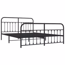 vidaXL Metal Bed Frame Bedroom Bed Base Bedstead Metal Matress Foundation - black, 183 x 213 cm/with headboard & footboard - Additional view 4