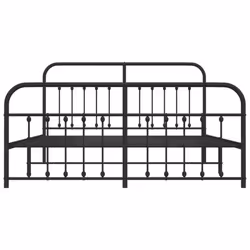 vidaXL Metal Bed Frame Bedroom Bed Base Bedstead Metal Matress Foundation - black, 183 x 213 cm/with headboard & footboard - Additional view 5