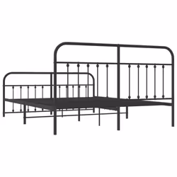 vidaXL Metal Bed Frame Bedroom Bed Base Bedstead Metal Matress Foundation - black, 183 x 213 cm/with headboard & footboard - Additional view 7