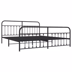 vidaXL Metal Bed Frame Bedroom Bed Base Bedstead Metal Matress Foundation - black, 193 x 203 cm/with headboard & footboard - Additional view 4