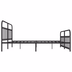 vidaXL Metal Bed Frame Bedroom Bed Base Bedstead Metal Matress Foundation - black, 193 x 203 cm/with headboard & footboard - Additional view 6