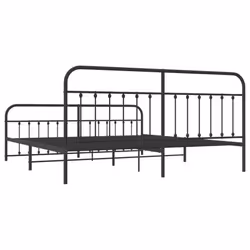 vidaXL Metal Bed Frame Bedroom Bed Base Bedstead Metal Matress Foundation - black, 193 x 203 cm/with headboard & footboard - Additional view 7