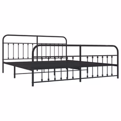 vidaXL Metal Bed Frame Bedroom Bed Base Bedstead Metal Matress Foundation - black, 200 x 200 cm/with headboard & footboard - Additional view 4