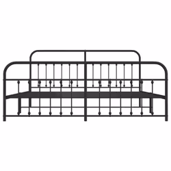 vidaXL Metal Bed Frame Bedroom Bed Base Bedstead Metal Matress Foundation - black, 200 x 200 cm/with headboard & footboard - Additional view 5