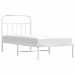 vidaXL Metal Bed Frame Bedroom Bed Base Bedstead Metal Matress Foundation - white, 90 x 190 cm/with headboard - Additional view 2