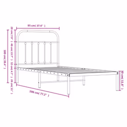 vidaXL Metal Bed Frame Bedroom Bed Base Bedstead Metal Matress Foundation - white, 90 x 190 cm/with headboard - Additional view 3