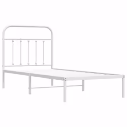 vidaXL Metal Bed Frame Bedroom Bed Base Bedstead Metal Matress Foundation - white, 90 x 190 cm/with headboard - Additional view 4