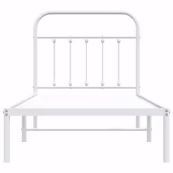 vidaXL Metal Bed Frame Bedroom Bed Base Bedstead Metal Matress Foundation - white, 90 x 190 cm/with headboard - Additional view 5