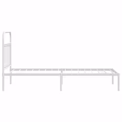 vidaXL Metal Bed Frame Bedroom Bed Base Bedstead Metal Matress Foundation - white, 90 x 190 cm/with headboard - Additional view 6