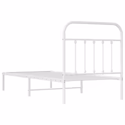 vidaXL Metal Bed Frame Bedroom Bed Base Bedstead Metal Matress Foundation - white, 90 x 190 cm/with headboard - Additional view 7