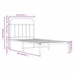 vidaXL Metal Bed Frame Bedroom Bed Base Bedstead Metal Matress Foundation - white, 90 x 200 cm/with headboard - Additional view 3