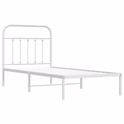 vidaXL Metal Bed Frame Bedroom Bed Base Bedstead Metal Matress Foundation - white, 90 x 200 cm/with headboard - Additional view 4