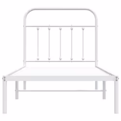 vidaXL Metal Bed Frame Bedroom Bed Base Bedstead Metal Matress Foundation - white, 90 x 200 cm/with headboard - Additional view 5
