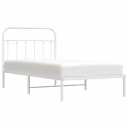 vidaXL Metal Bed Frame Bedroom Bed Base Bedstead Metal Matress Foundation - white, 100 x 190 cm/with headboard - Additional view 2