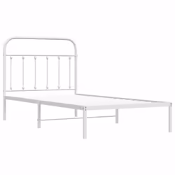 vidaXL Metal Bed Frame Bedroom Bed Base Bedstead Metal Matress Foundation - white, 100 x 190 cm/with headboard - Additional view 4