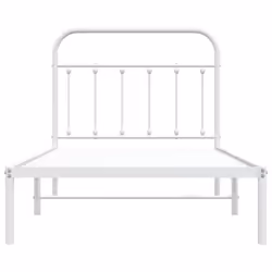 vidaXL Metal Bed Frame Bedroom Bed Base Bedstead Metal Matress Foundation - white, 100 x 190 cm/with headboard - Additional view 5