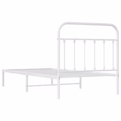 vidaXL Metal Bed Frame Bedroom Bed Base Bedstead Metal Matress Foundation - white, 100 x 190 cm/with headboard - Additional view 7