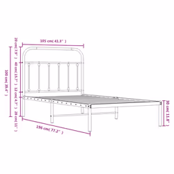 vidaXL Metal Bed Frame Bedroom Bed Base Bedstead Metal Matress Foundation - white, 100 x 190 cm/with headboard - Additional view 8
