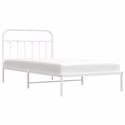 vidaXL Metal Bed Frame Bedroom Bed Base Bedstead Metal Matress Foundation - white, 100 x 200 cm/with headboard - Additional view 2