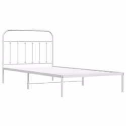 vidaXL Metal Bed Frame Bedroom Bed Base Bedstead Metal Matress Foundation - white, 100 x 200 cm/with headboard - Additional view 4