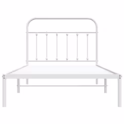 vidaXL Metal Bed Frame Bedroom Bed Base Bedstead Metal Matress Foundation - white, 100 x 200 cm/with headboard - Additional view 5