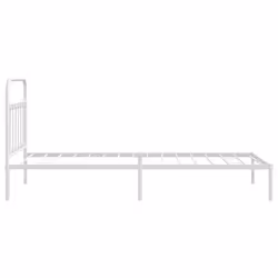 vidaXL Metal Bed Frame Bedroom Bed Base Bedstead Metal Matress Foundation - white, 100 x 200 cm/with headboard - Additional view 6