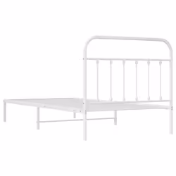 vidaXL Metal Bed Frame Bedroom Bed Base Bedstead Metal Matress Foundation - white, 100 x 200 cm/with headboard - Additional view 7