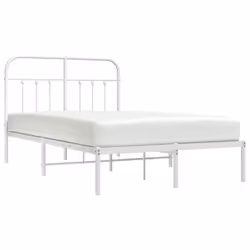 vidaXL Metal Bed Frame Bedroom Bed Base Bedstead Metal Matress Foundation - white, 120 x 190 cm/with headboard - Additional view 2