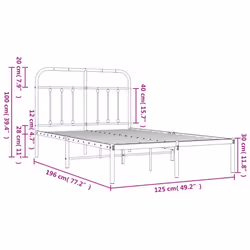 vidaXL Metal Bed Frame Bedroom Bed Base Bedstead Metal Matress Foundation - white, 120 x 190 cm/with headboard - Additional view 3