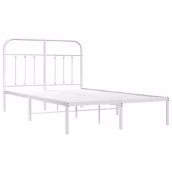 vidaXL Metal Bed Frame Bedroom Bed Base Bedstead Metal Matress Foundation - white, 120 x 190 cm/with headboard - Additional view 4