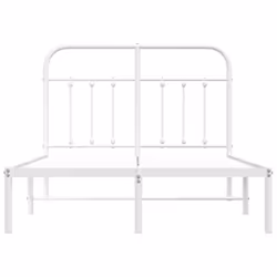 vidaXL Metal Bed Frame Bedroom Bed Base Bedstead Metal Matress Foundation - white, 120 x 190 cm/with headboard - Additional view 5
