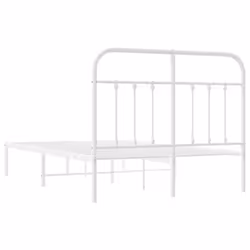 vidaXL Metal Bed Frame Bedroom Bed Base Bedstead Metal Matress Foundation - white, 120 x 190 cm/with headboard - Additional view 7