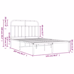 vidaXL Metal Bed Frame Bedroom Bed Base Bedstead Metal Matress Foundation - white, 120 x 200 cm/with headboard - Additional view 3
