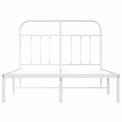 vidaXL Metal Bed Frame Bedroom Bed Base Bedstead Metal Matress Foundation - white, 120 x 200 cm/with headboard - Additional view 5
