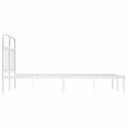 vidaXL Metal Bed Frame Bedroom Bed Base Bedstead Metal Matress Foundation - white, 120 x 200 cm/with headboard - Additional view 6