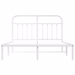 vidaXL Metal Bed Frame Bedroom Bed Base Bedstead Metal Matress Foundation - white, 135 x 190 cm/with headboard - Additional view 5
