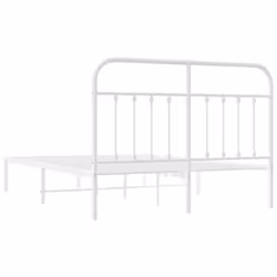 vidaXL Metal Bed Frame Bedroom Bed Base Bedstead Metal Matress Foundation - white, 135 x 190 cm/with headboard - Additional view 7